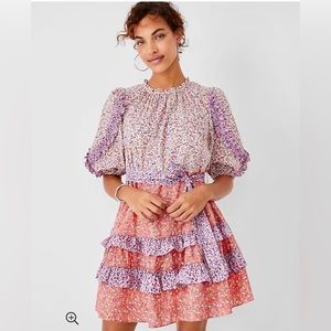 Ann Taylor floral ruffle mini dress